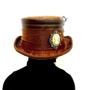 Steampunk Top Hat Metallic Scientist Time Traveler Halloween Costume Cosplay Hat
